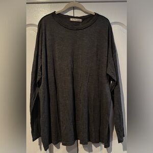 Free People We The Free Charcoal Oversized Long Sleeve Top NWT - Size XS